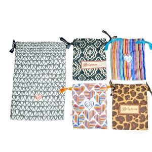 BRIGHTON Jewelry Bags Pouch Bundle Lot of 5 HEARTS LEOPARD PRINT 4 small 1 Large